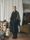 AVIVA JIFEI XUE 24 Autumn and Winter Sage V-Shaped Wool Oversized Blanket Scarf AJX-FW24-OBS-SCWK-KW Coffee Pattern